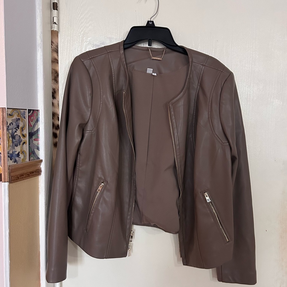 Chicos  Taupe Faux  Leather Jacket - Picture 5 of 6